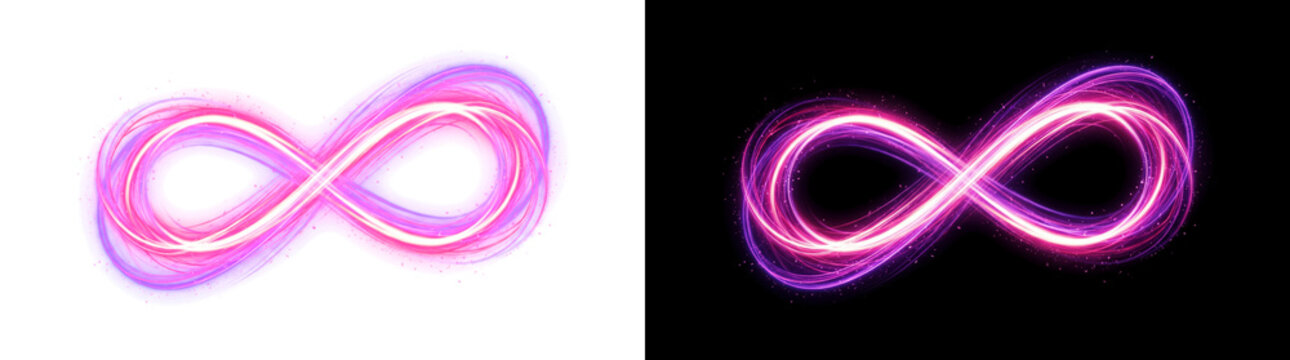 Twisted Magenta Figure Eight Beam Light Ribbon, Dynamic Luminous Overlay Cutout with Real Transparency