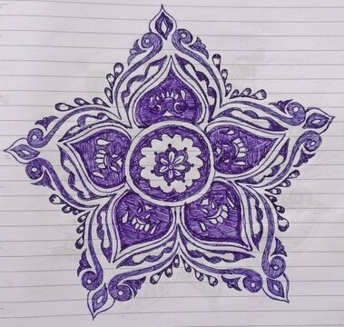 Beautiful purple floral mandala pattern star ornament