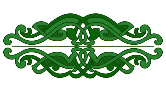 Elegant green decorative flourish ornament with vintage scroll design