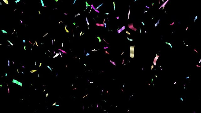 metallic colorful gold confetti party popper.Blast Realistic On Transparent.alpha matte channel 4K loop background movie.