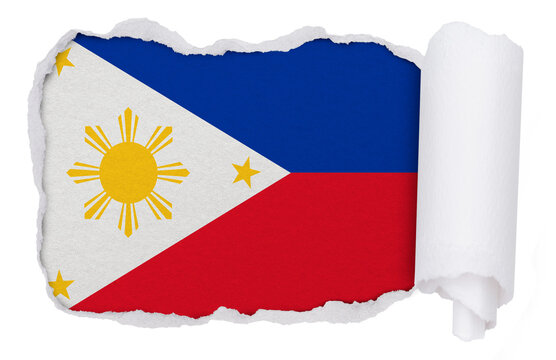 Png flag of the Philippines sticker, torn paper design, transparent background