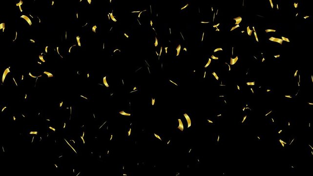 metallic colorful gold confetti party popper.Blast Realistic On Transparent.alpha matte channel 4K movie.