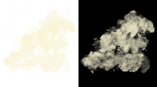 Atmospheric smoke clouds on black and white backgrounds, thick vapor texture overlay, realistic steam and fog elements for compositing