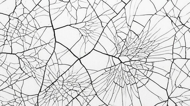 Black broken glass pattern with sharp cracks and spider web lines