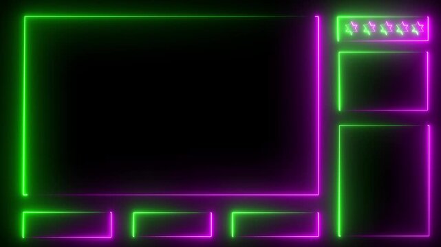 Digital Glowing neon Intermission Stream Overlay Animated. Neon Sign looping face cam and chat for live streaming .face am gamer graphic, interface Intermission Neon Sign icon 4k video.