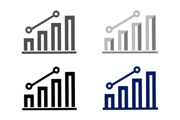 Obraz premium Growth chart with rising arrow a flat vector silhouette