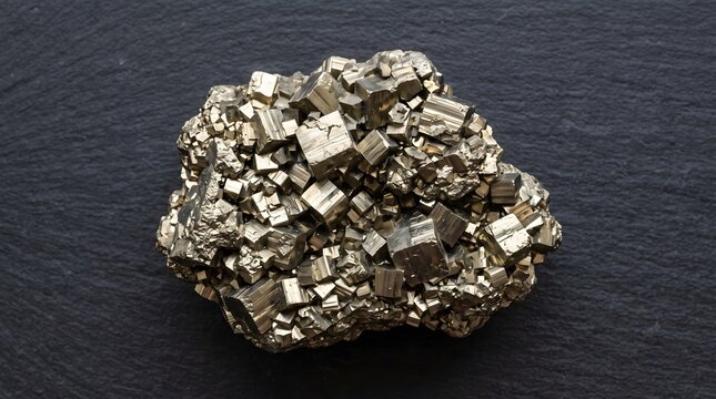Natural Pyrite Mineral Specimen with Cubic Crystals.