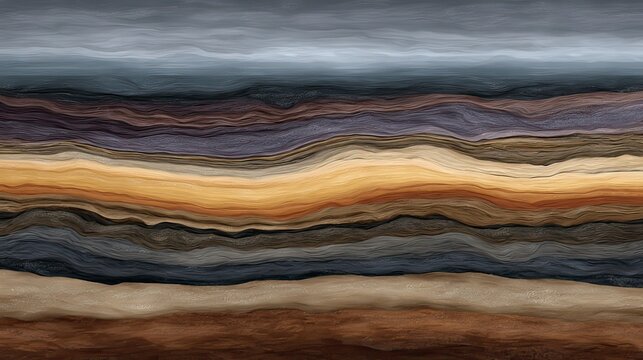 Abstract Landscape with Wavy Layers in Earthy Tones and Textured Patterns Representing Natural Elements in Nature