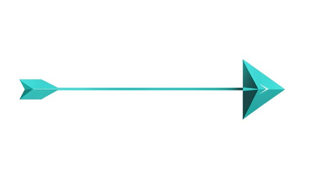 Sleek cyan blue futuristic neon vector arrow pointing right on white
