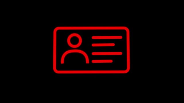 Business card icon in vector format animation on black background