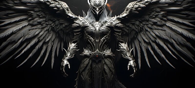 art of garuda warrior a black and white high contrast full body ,generative AI