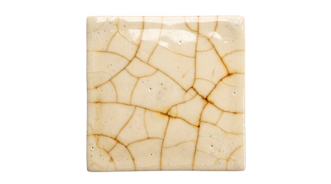 Cracked ceramic texture with earthy tones isolated on transparent background