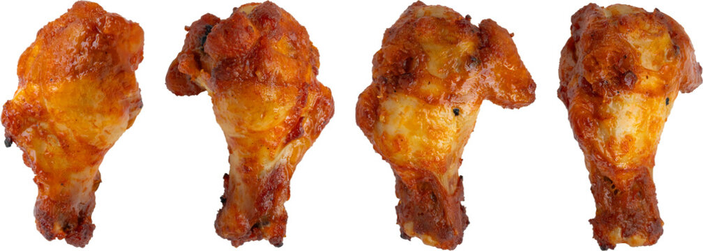 Grilled spicy chicken wing isolated on white background
