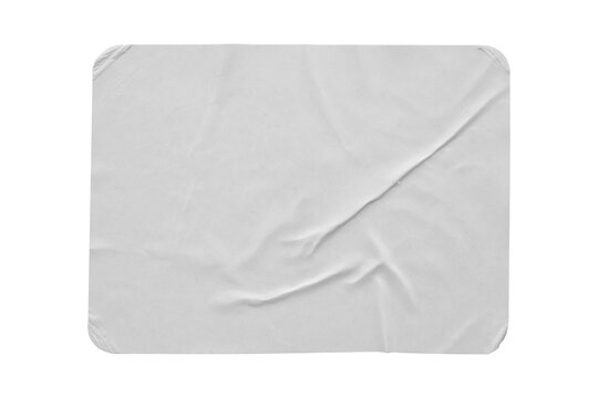 White crumpled sticker paper texture isolated on white background