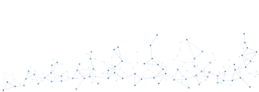 Technology Network Connection Lines with Blue Nodes, Abstract Digital Data Structure, Futuristic Communication Web and Connected Dots on Transparent PNG