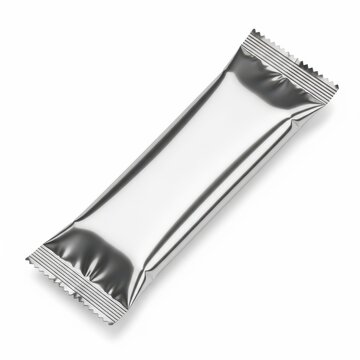 Silver foil candy bar isolated on white background