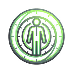 Fototapeta premium Abstract circular icon representing a person within concentric rings, symbolizing focus, attention, or a target.