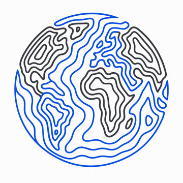 Abstract Blue and Gray Maze Globe for Technology and Innovation Themes