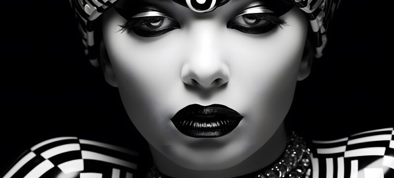 art of Cleopatra a black and white high contrast full body ,generative AI