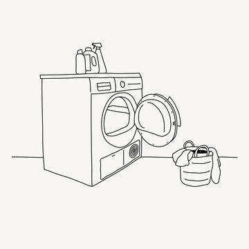 Washing machine line art illustration