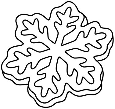 Snowflake Shaped Christmas Cookie with Decorative White Royal Icing Line Art