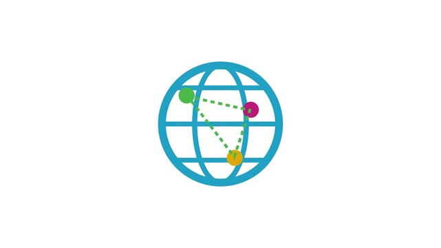 Animated global network globe with connected nodes