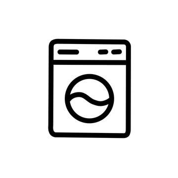 Simple line icon of a washing machine.