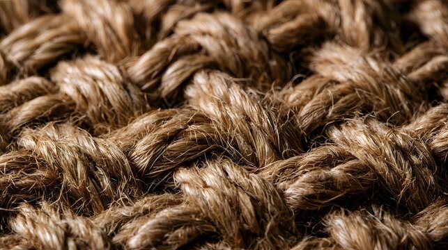 Close up of tightly woven natural fibers showcasing textured surface and earthy tones under soft lighting