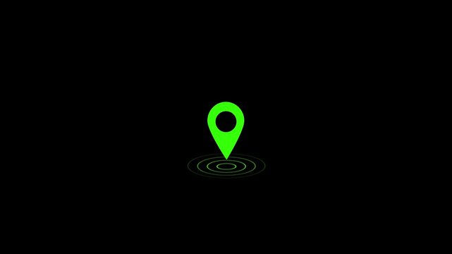 Animated green map pointer mark icon for GPS navigation and tracking