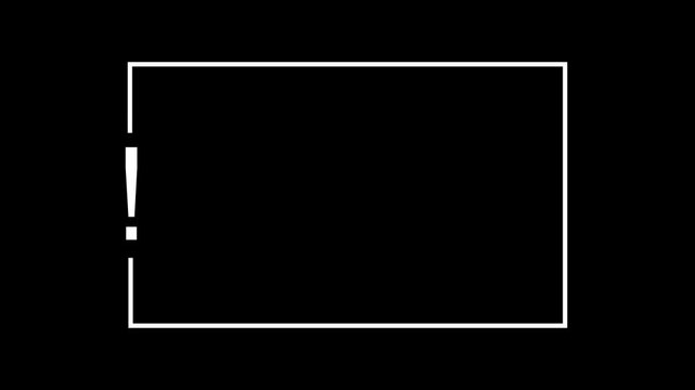 Warning frame with exclamation mark and copy space animation. Exclamation mark frame for quizzes and FAQs. Game announcement message. Answer exclamation mark alpha 4k video animation.