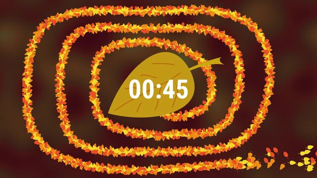 Autumn Season Timer with Leaves 50 to 0 - Countdown 50 seconds