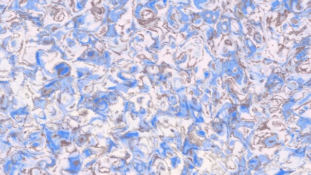 Vibrant abstract pattern with chaotic swirls of bright blue, white, and earthy brown, evoking a sense of energetic movement and organic complexity