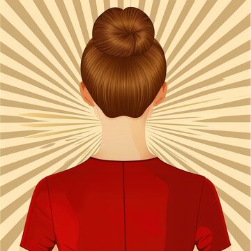 Woman with messy bun hairstyle illustration