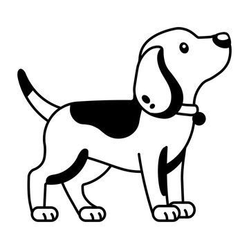 A friendly brown dog standing in side view with a blue collar