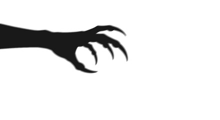 A dark scary silhouette of a monster claw hand reaching out to grab something presented as an isolated object on a transparent © AHAMMED