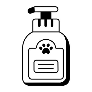 A pump bottle of pet shampoo with a paw label.