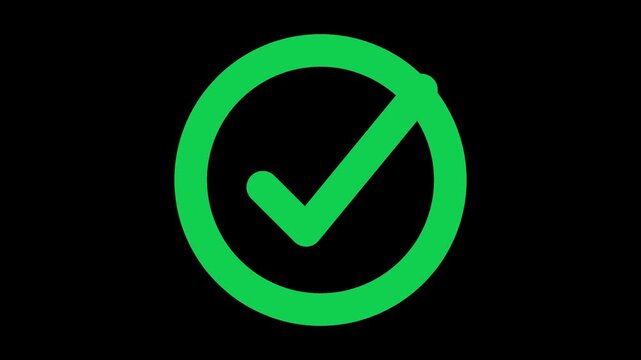 Green check mark inside circle icon on black background