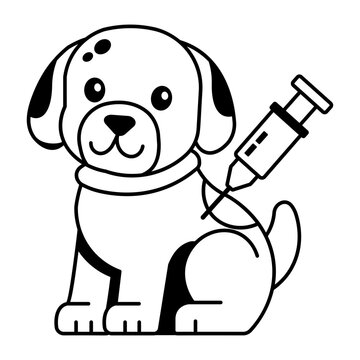 A seated puppy receiving a vaccination injection