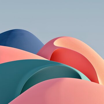Abstract 3D shapes with soft colors