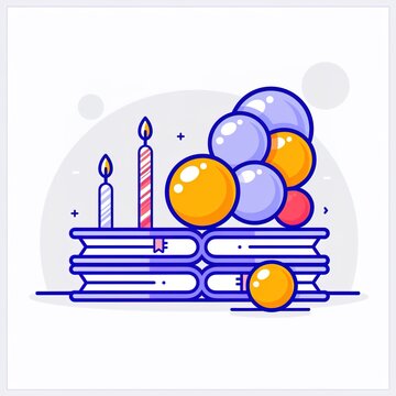 Stack of books with birthday candles