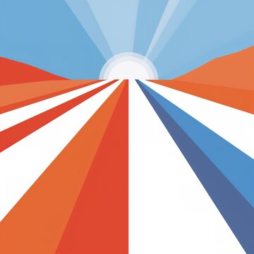 Abstract French Flag Colors Sun Rays