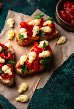 Halloween sandwich toast with skull from cheese