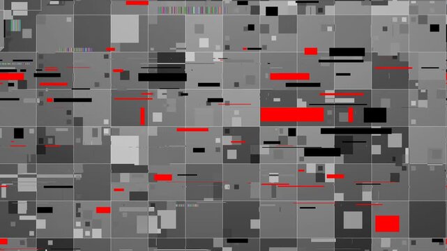Abstract looapble digital glitch pattern animation, chaotic, broken background, ideal for technology, error messages, or cybersecurity themes