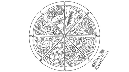 Naklejka premium Hand-Drawn Pizza Slices with Various Toppings