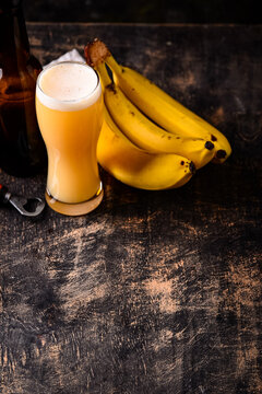 Craft banana beer or cider trendy viral drink
