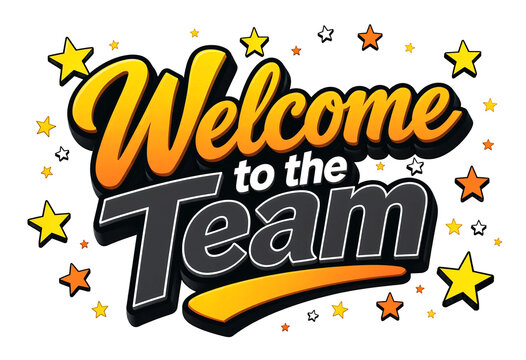 Bright and colorful welcome to the team text with stars isolated design perfect for celebrations
