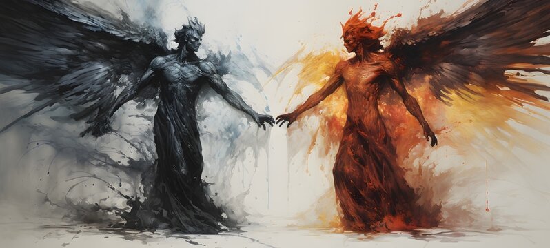 angel vs demon humanidad full body,generative AI