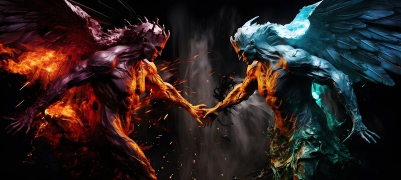angel vs demon humanidad full body,generative AI