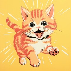 Naklejka premium Baby kitten drawing mammal animal.
