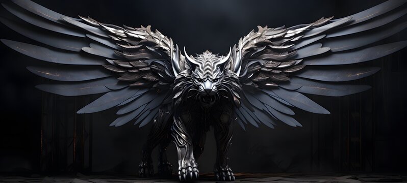 art of liger wings a black and white high contrast full body ,generative AI